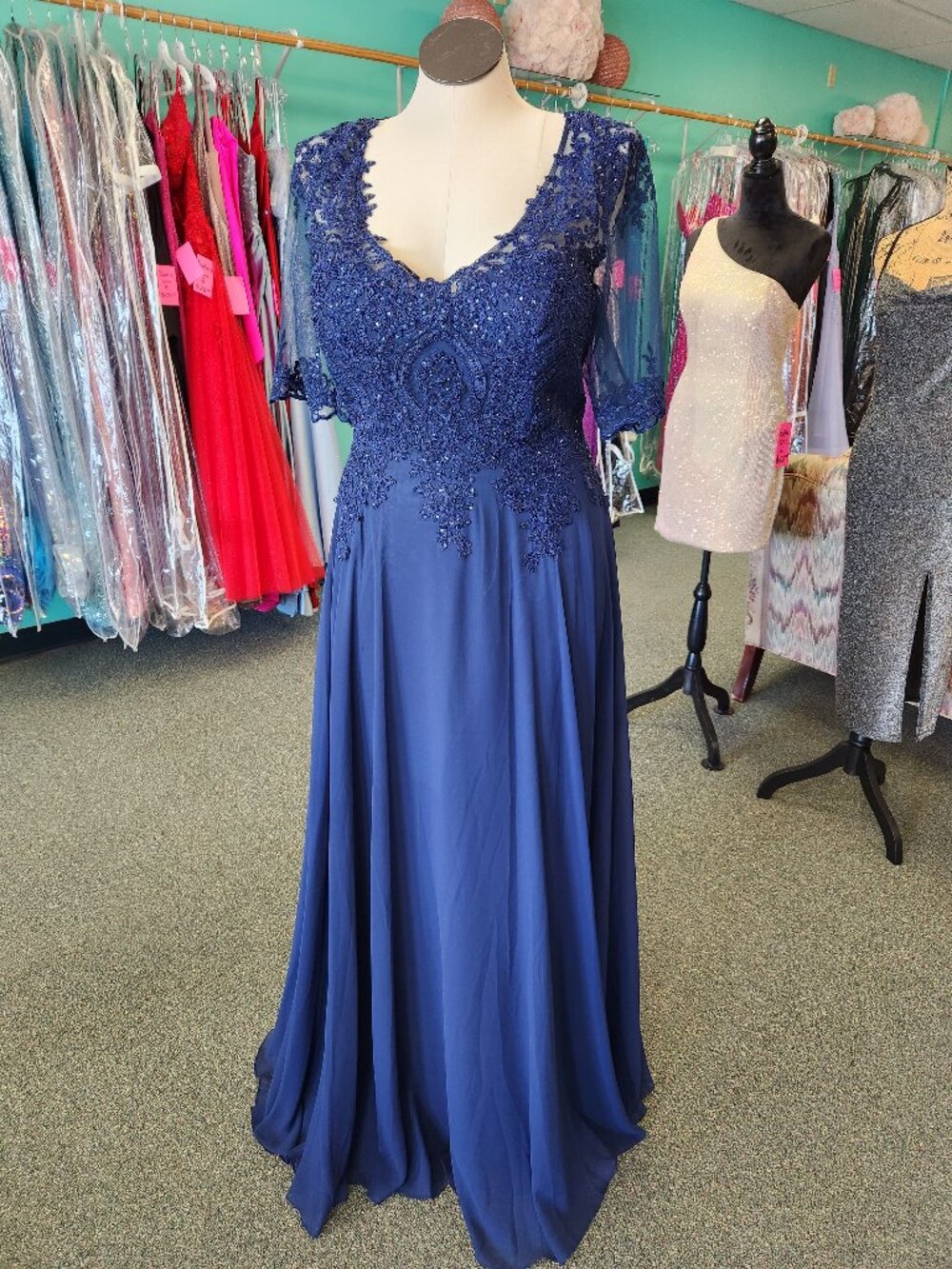GLS Collective 1982 Sizes 2XL & 4XL Navy Lace Chiffon Mothers Dress